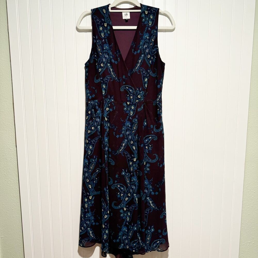 Cabi Treasure Paisley Dress Purple Sleeveless Size 8 - Picture 2 of 7